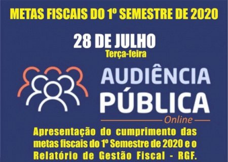 EDITAL DE CONVOCAÇÃO PARA AUDIÊNCIA PÚBLICA 002/2020 DEMONSTRAÇÃO DAS METAS FISCAIS DO 1° SEMESTRE DE 2020
