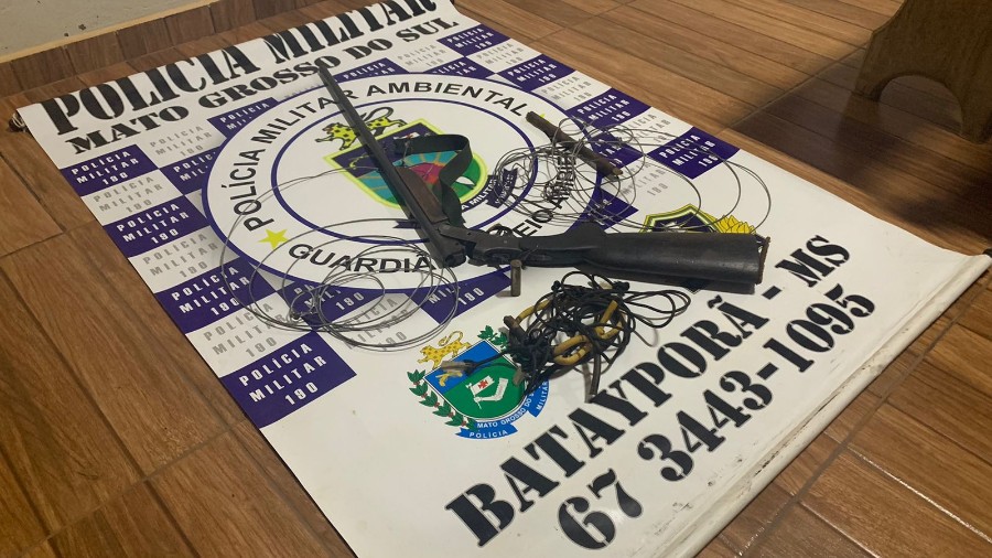 Polícia Militar Ambiental de Batayporã surpreende caçadores e apreende arma e armadilhas de caça