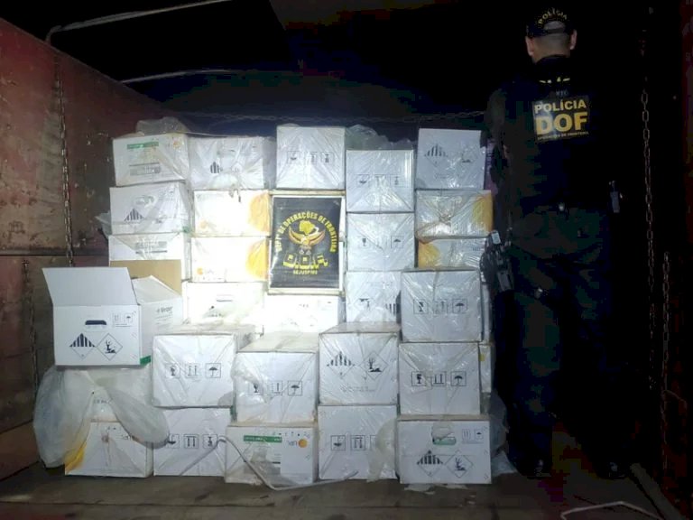 Glória de Dourados -Carreta com quase R$ 750 mil em defensivos agrícolas contrabandeados.