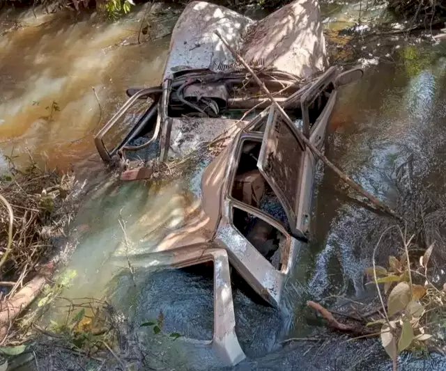 Motorista bate carro em árvore após curva, cai em córrego e morre .