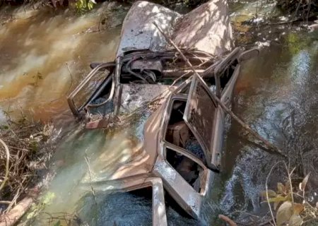 Motorista bate carro em árvore após curva, cai em córrego e morre .