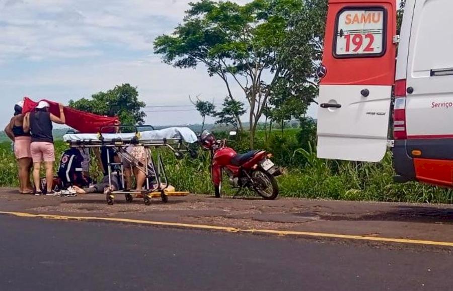 Motociclista fica ferido ao sofrer queda na BR-376, em Nova Andradina