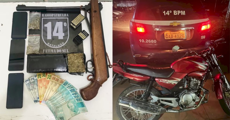 Polícia Militar desmantela esquema de tráfico: dois suspeitos presos, drogas e arma apreendidas