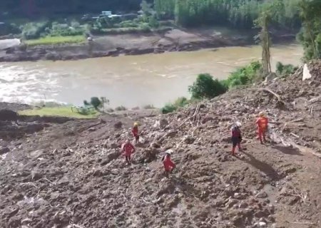 Bombeiros de MS e cadela Laika encontram duas vítimas soterradas durante escavações em RS