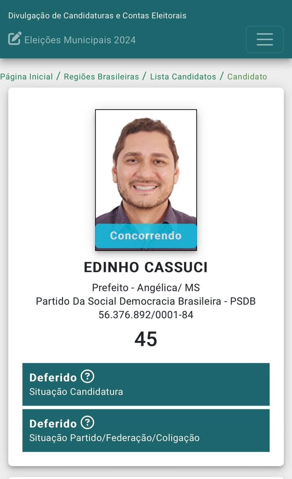 Angélica: Edinho Cassuci tem candidatura deferida pela justiça Eleitoral