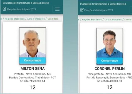 Nova Andradina - Milton Sena e Coronel Perlin tem seus registros aprovados pelo TSE
