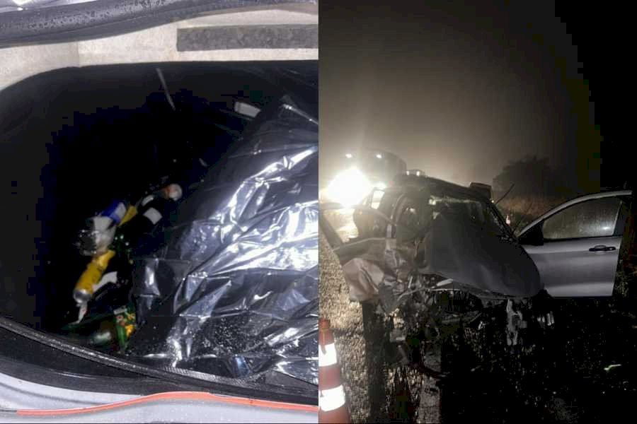 Acidente na BR-163 deixou duas pessoas mortas; carro tinha bebidas alcoólicas