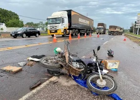 Motociclista morre após ser atingido por carreta na BR-163