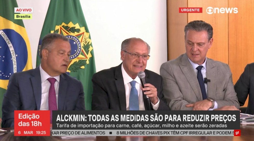 Alckmin anuncia medidas para baixar preço de alimentos; tarifa de importação para carne, café, açúcar, milho e azeite serão zeradas