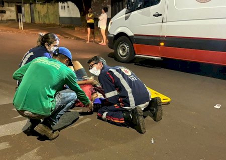 Jovem fica ferido após sofrer queda de moto em Nova Andradina