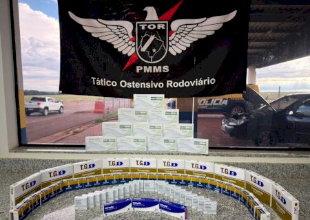 TOR da PMR apreende carga de medicamentos contrabandeados na MS-162